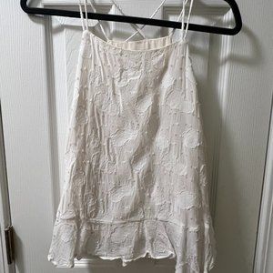LOFT White Strappy Tank Top, Polka Dot Applique, Size Small Petite